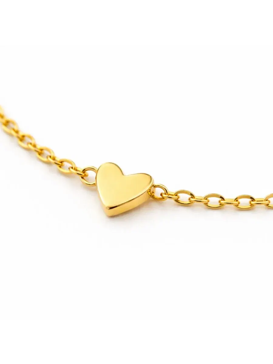 Изящный браслет Dainty Heart Station из нержавеющей стали Rebl Jewelry — изображение 2 из 2, оттенок золото