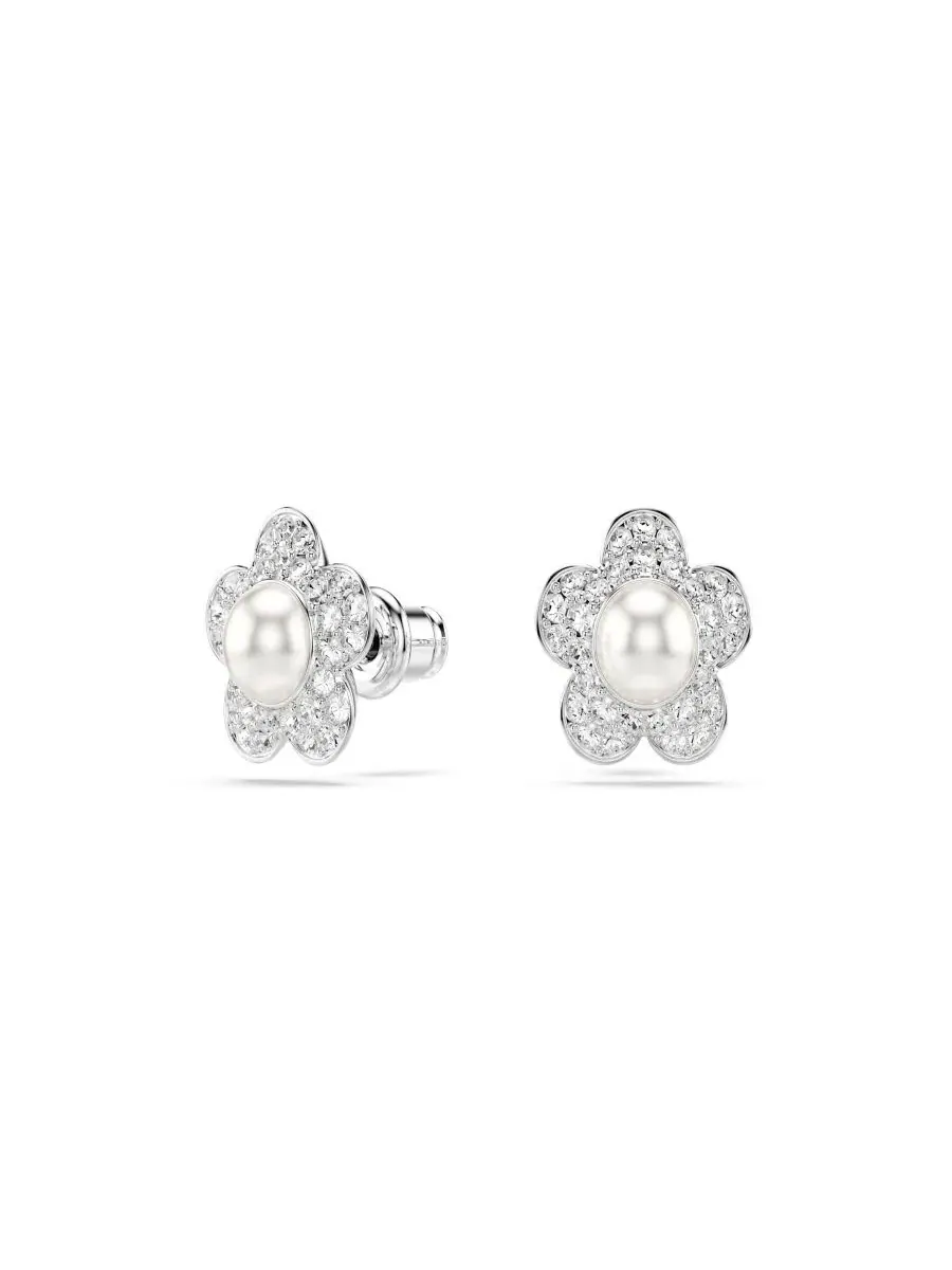Серьги-гвоздики Ariana Grande x Rhodium Plated Perheel Flower Earrings Swarovski — изображение 2 из 6, оттенок серый