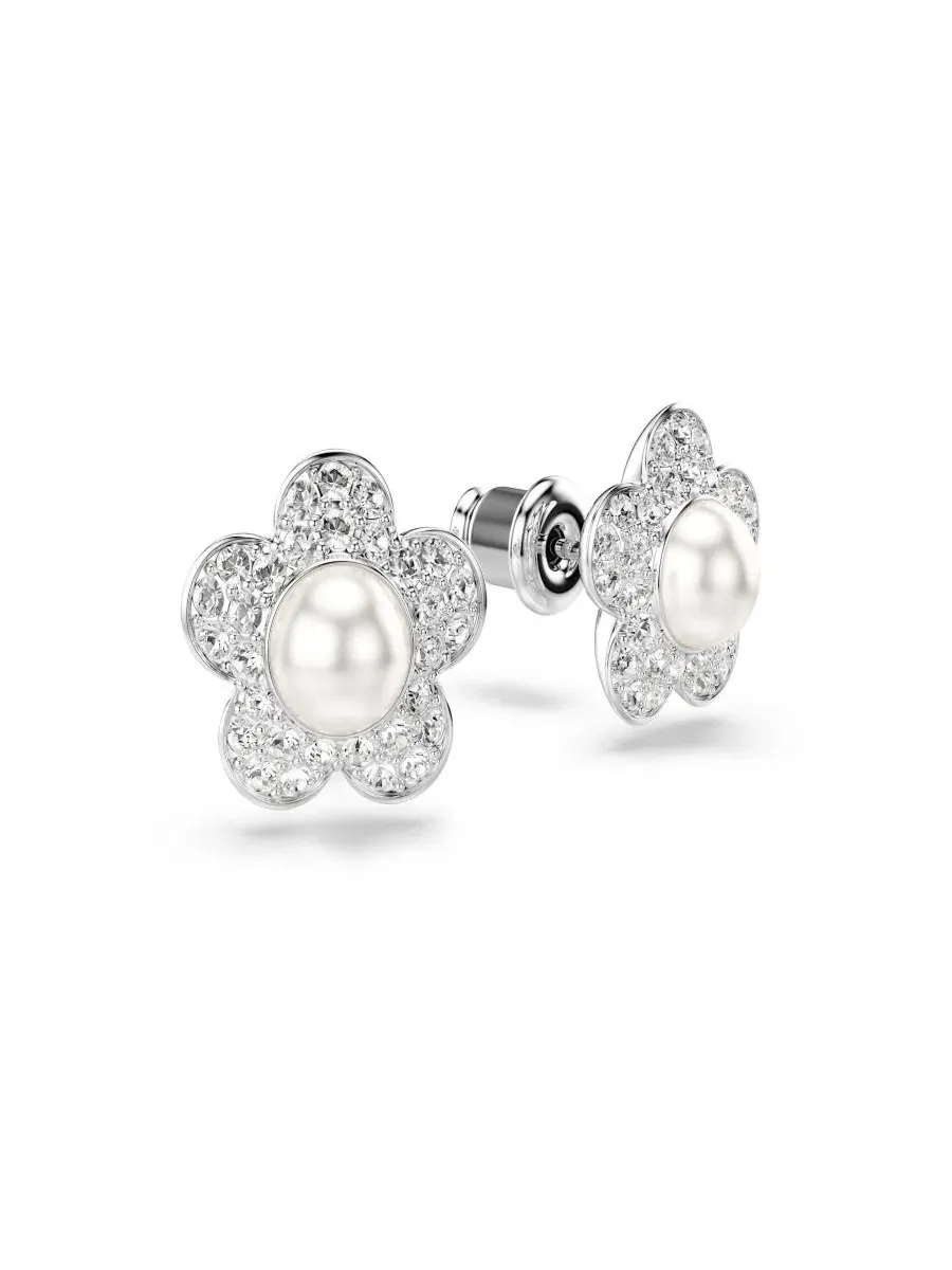 Серьги-гвоздики Ariana Grande x Rhodium Plated Perheel Flower Earrings Swarovski — изображение 3 из 6, оттенок серый