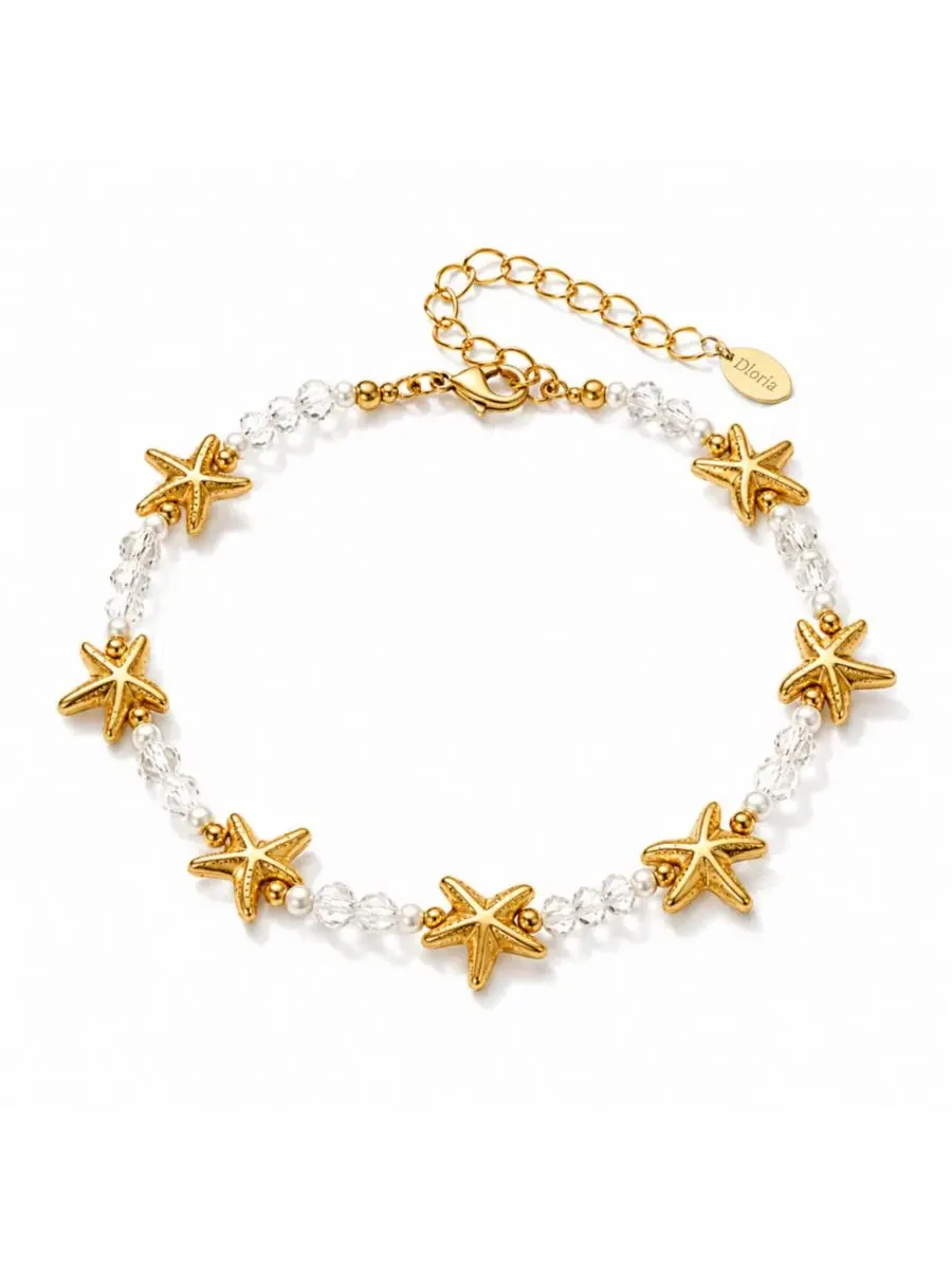Браслет с подвеской-морской звездой Seaside Starfish Beaded Dloria — изображение 4 из 9, оттенок золото