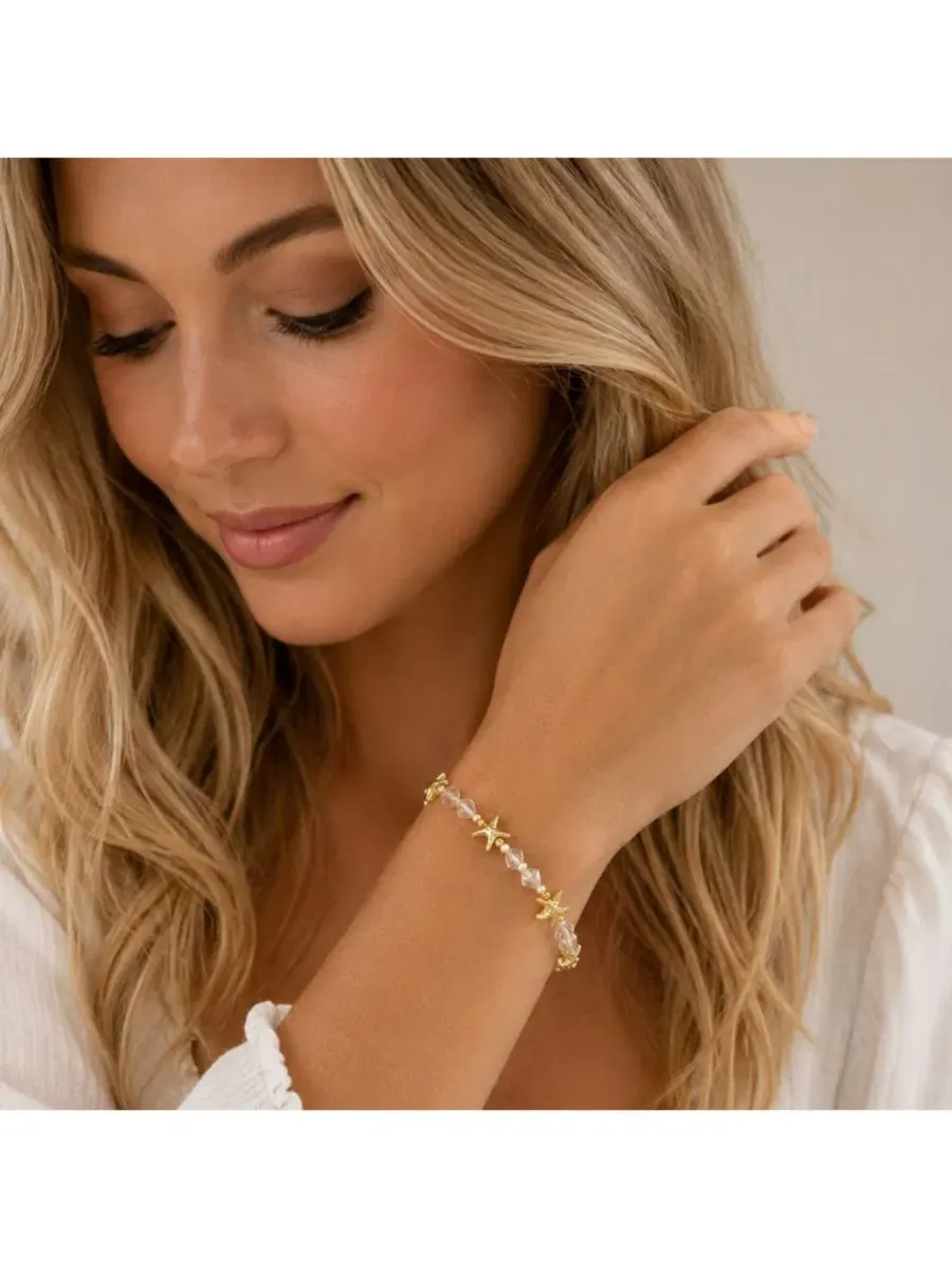 Браслет с подвеской-морской звездой Seaside Starfish Beaded Dloria — изображение 7 из 9, оттенок золото