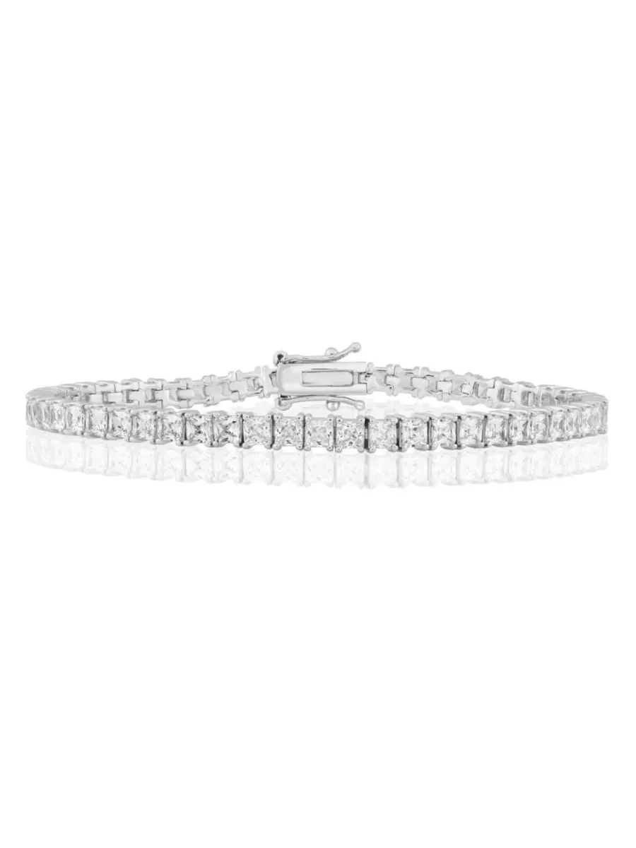 Браслет 4 мм с кубическим цирконием, модель Elegant 4mm Square CZ Tennis Bracelet Simona — изображение 1 из 3