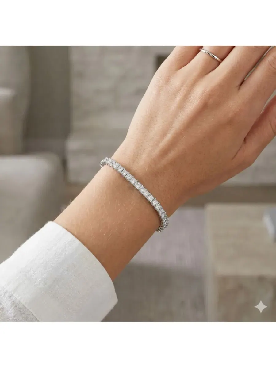 Браслет 4 мм с кубическим цирконием, модель Elegant 4mm Square CZ Tennis Bracelet Simona — изображение 2 из 3