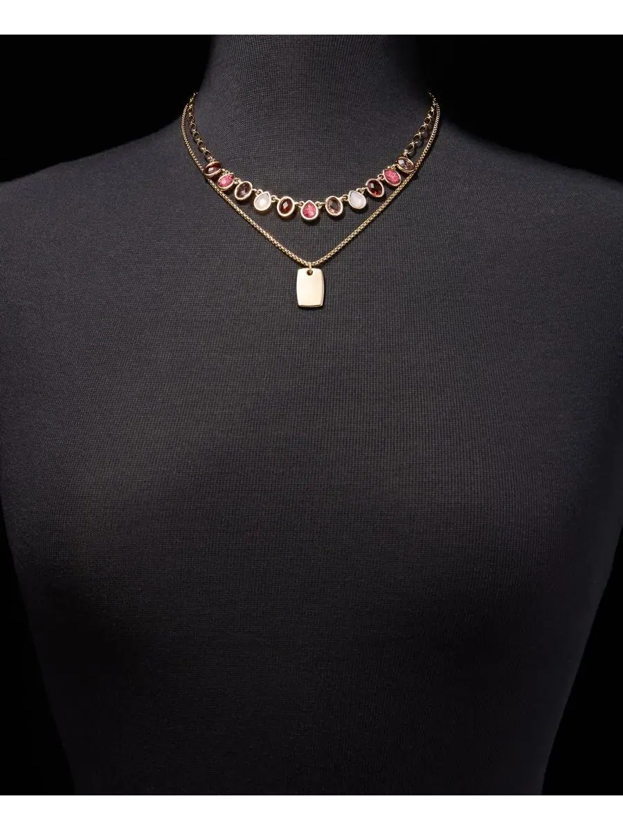 Колье с подвеской-кулоном и камнем Stone & Dog Tag Anne Klein — изображение 3 из 4, оттенок мульти