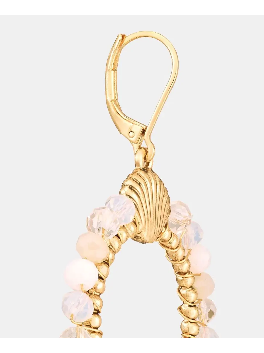 Серьги с бусинами и подвеской в виде ракушки, модель Beaded Shell Open Drop Lonna & Lilly — изображение 4 из 4, оттенок белый