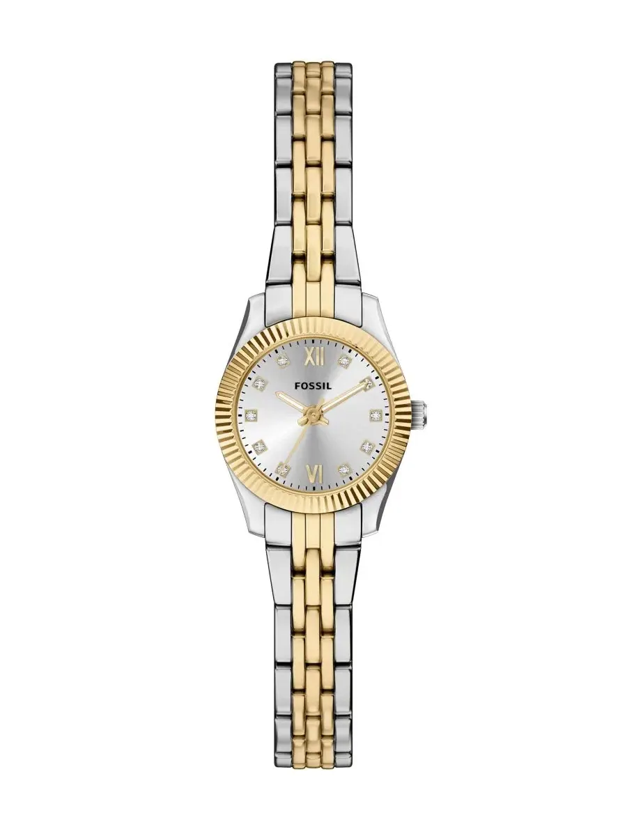 Женские часы Scarlette Mini Three-Hand Two-Tone Stainless Steel Watch, 20мм Fossil — изображение 1 из 6, оттенок мульти