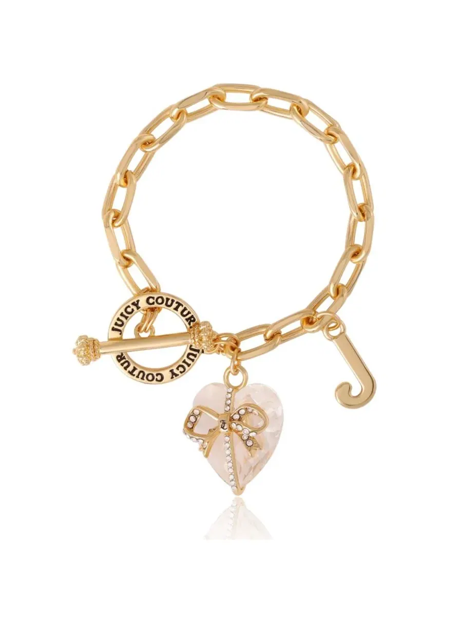 Браслет с сердцем и подвеской J Juicy Couture — изображение 1 из 7, оттенок прозрачный