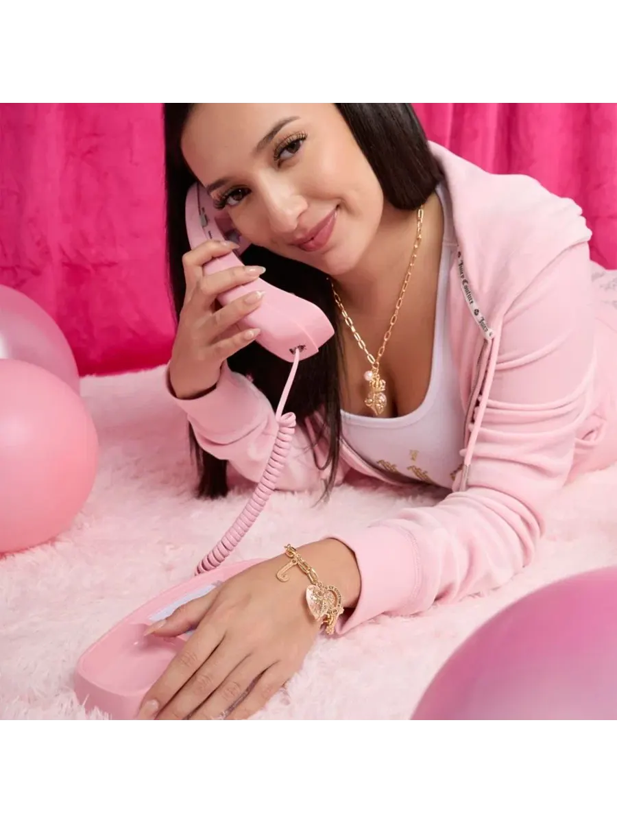 Браслет с сердцем и подвеской J Juicy Couture — изображение 2 из 7, оттенок прозрачный