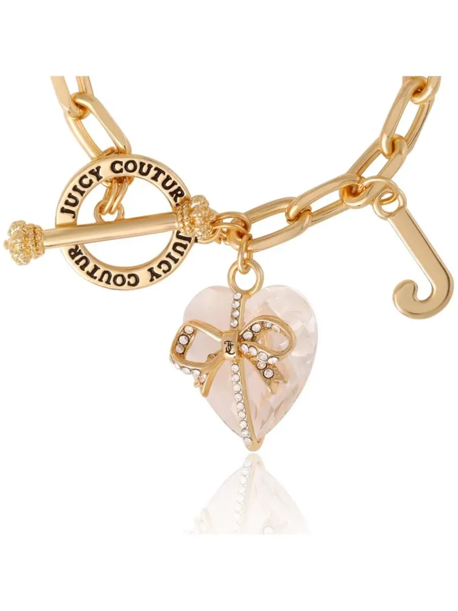 Браслет с сердцем и подвеской J Juicy Couture — изображение 3 из 7, оттенок прозрачный