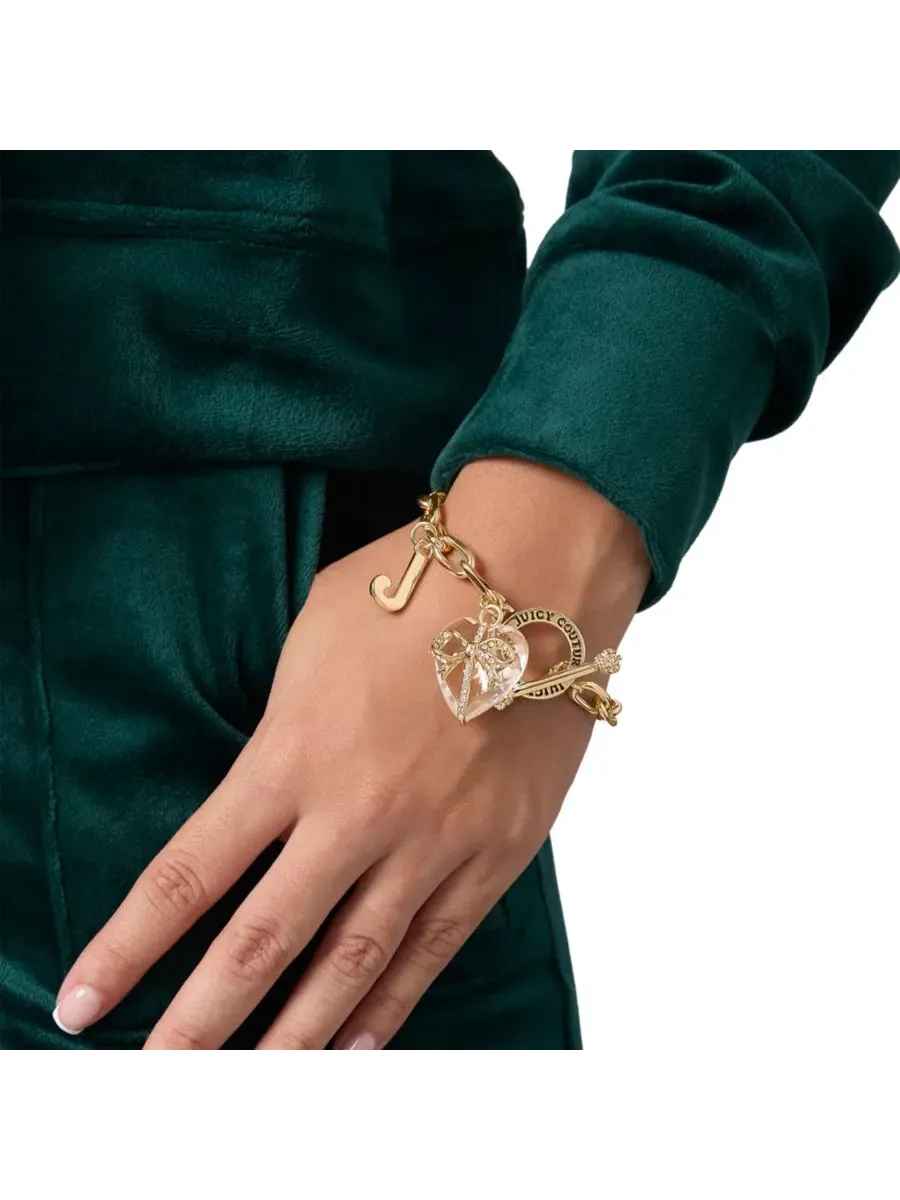 Браслет с сердцем и подвеской J Juicy Couture — изображение 5 из 7, оттенок прозрачный