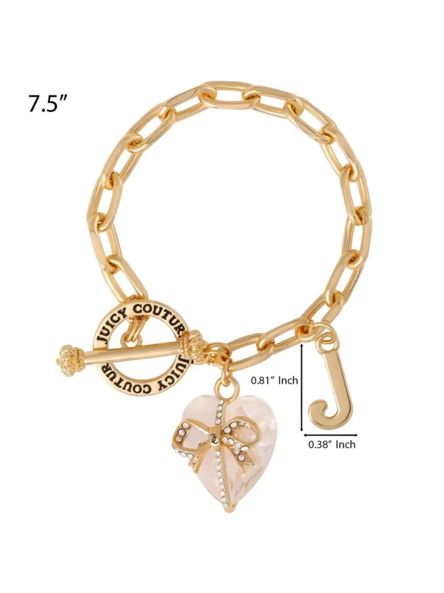 Браслет с сердцем и подвеской J Juicy Couture — изображение 7 из 7, оттенок прозрачный