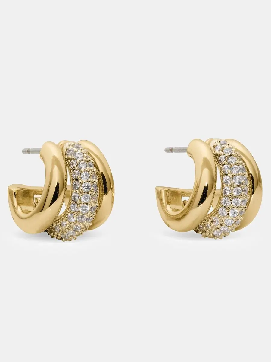 Серьги-пусеты с кубическим цирконием Tiny Twinkles Pave Trio Huggie kate spade new york — изображение 1 из 4
