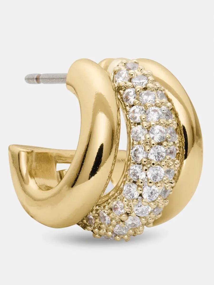 Серьги-пусеты с кубическим цирконием Tiny Twinkles Pave Trio Huggie kate spade new york — изображение 2 из 4
