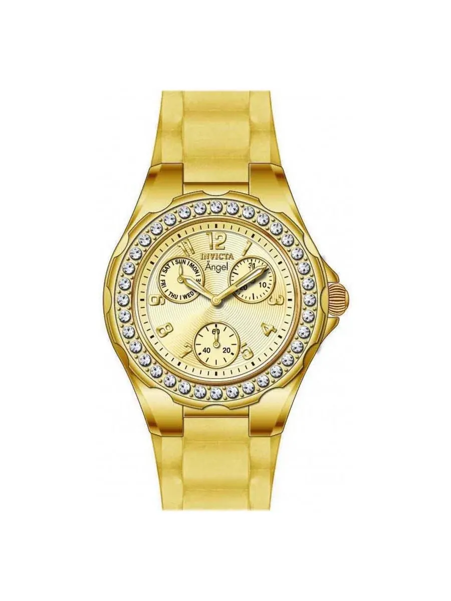Женские кварцевые часы-хронограф Angel 1650 с циферблатом Invicta — изображение 3 из 3, оттенок золото