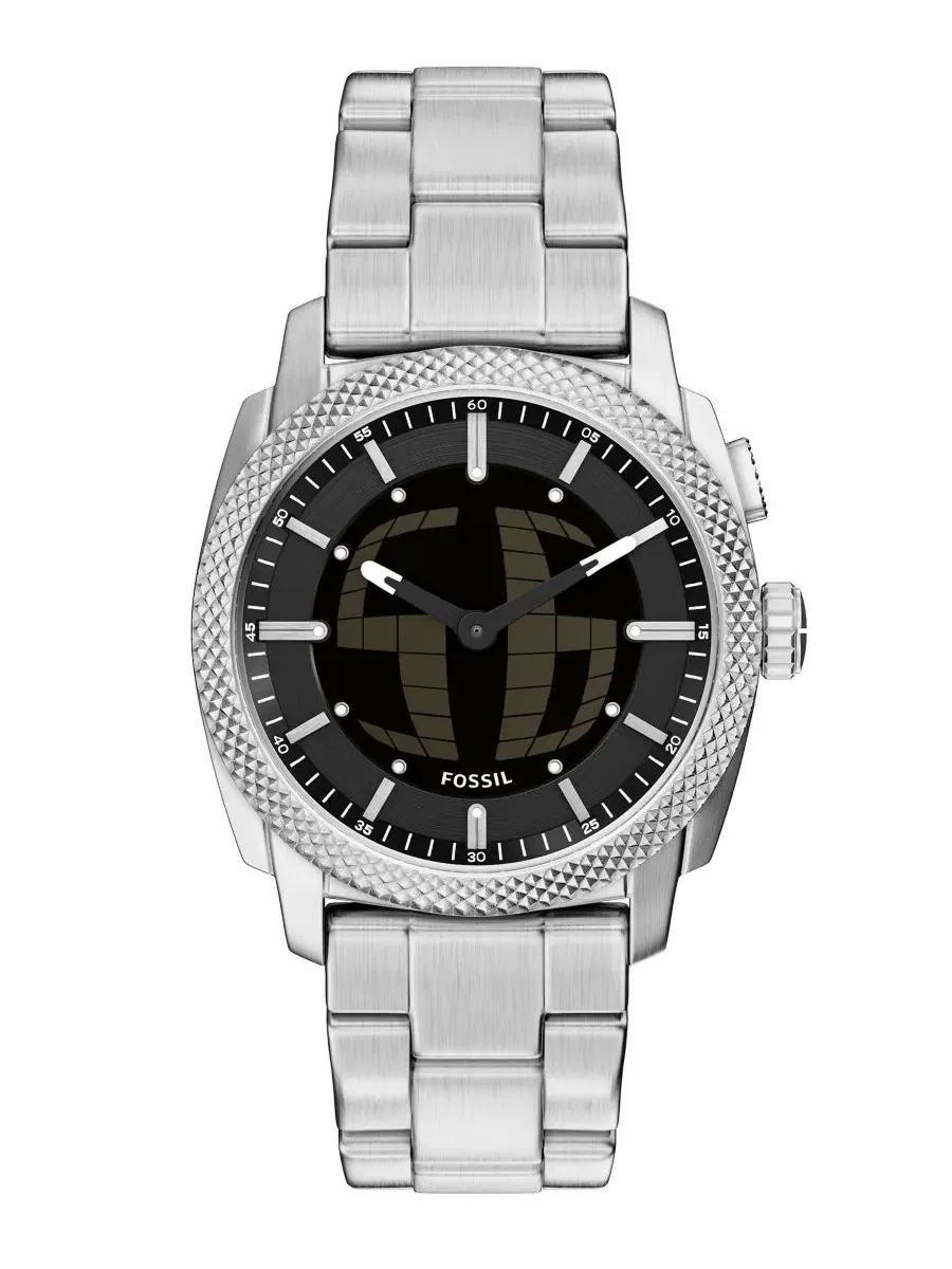 Мужские часы Machine Big Tic из нержавеющей стали, 41 мм Fossil — изображение 1 из 7, оттенок серебряный