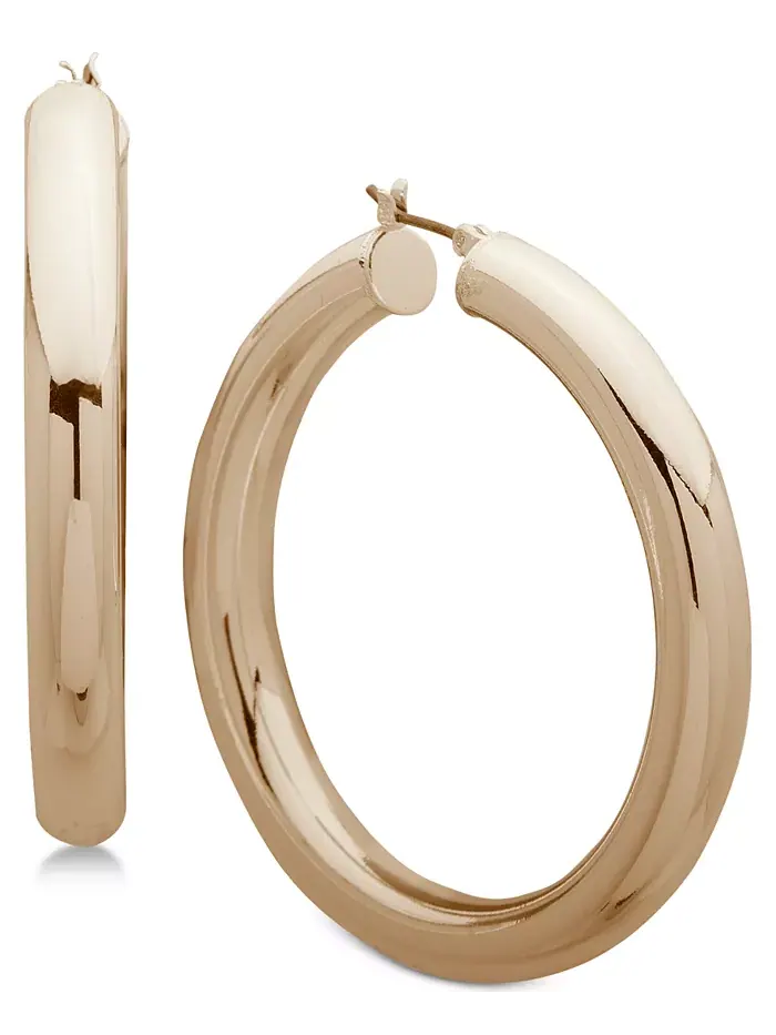 Серьги-кольца среднего размера Anne Klein — изображение 1 из 4, оттенок золото