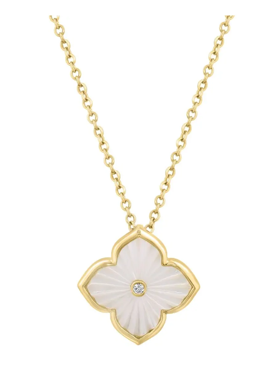 Кулон с перламутром Mother of Pearl и бриллиантами EFFY Collection — изображение 3 из 4, оттенок золотистый серебристый
