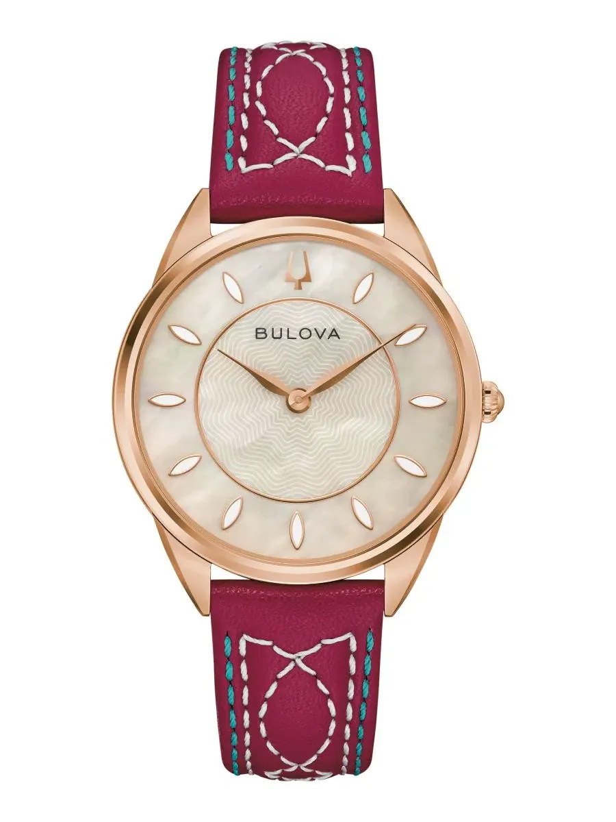 Женские наручные часы с кожаным ремешком Sutton Red, 34.5 мм Bulova — изображение 1 из 4, оттенок красный