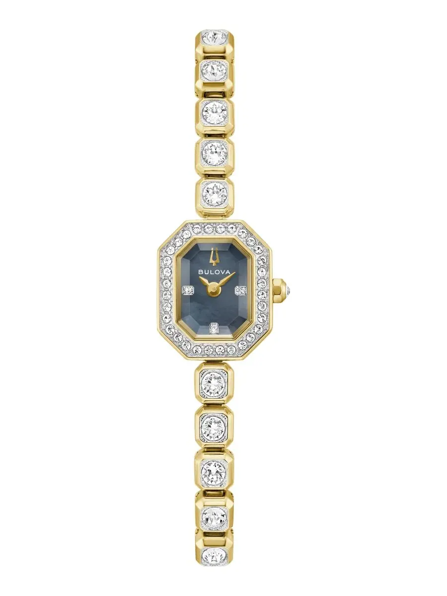 Женские часы с браслетом из стали с кристаллами, 15 мм Bulova — изображение 2 из 6, оттенок золото