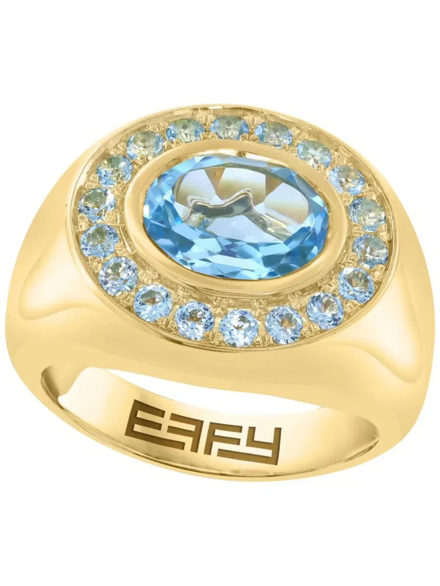 Кольцо с голубым топазом, 3-5/8 ct. t.w. — изображение 1 из 4, оттенок желтый