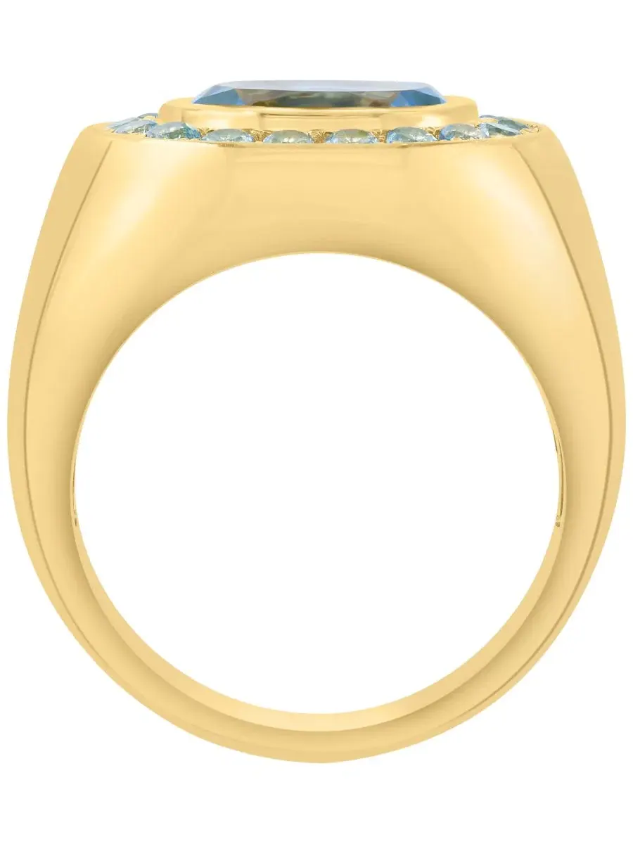 Кольцо с голубым топазом, 3-5/8 ct. t.w. — изображение 2 из 4, оттенок желтый