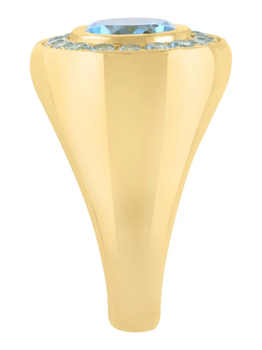 Кольцо с голубым топазом, 3-5/8 ct. t.w. — изображение 3 из 4, оттенок желтый