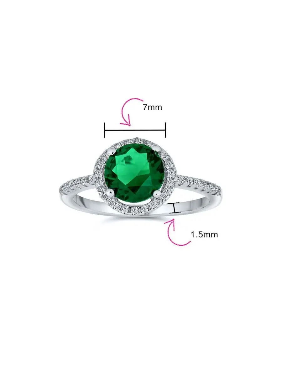 Кольцо с фианитом 3 карата, солитер, половинчатый паве, серебро 925 пробы Bling Jewelry — изображение 4 из 4, оттенок зеленый