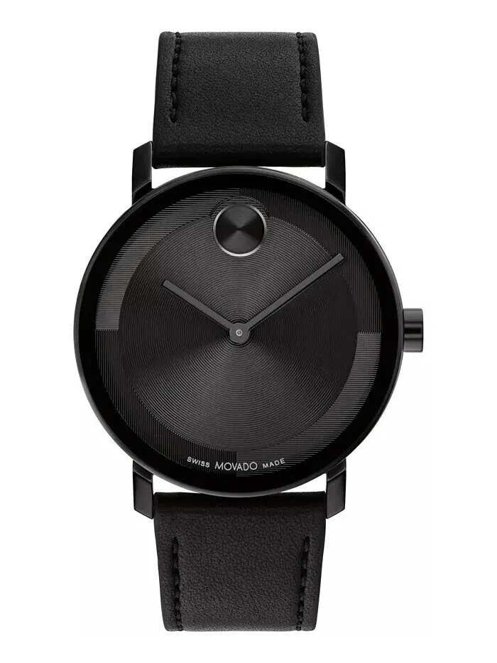 Мужские часы Bold Evolution 2.0 швейцарские кварцевые черные кожаные часы 40 мм Movado — изображение 1 из 4, оттенок черный