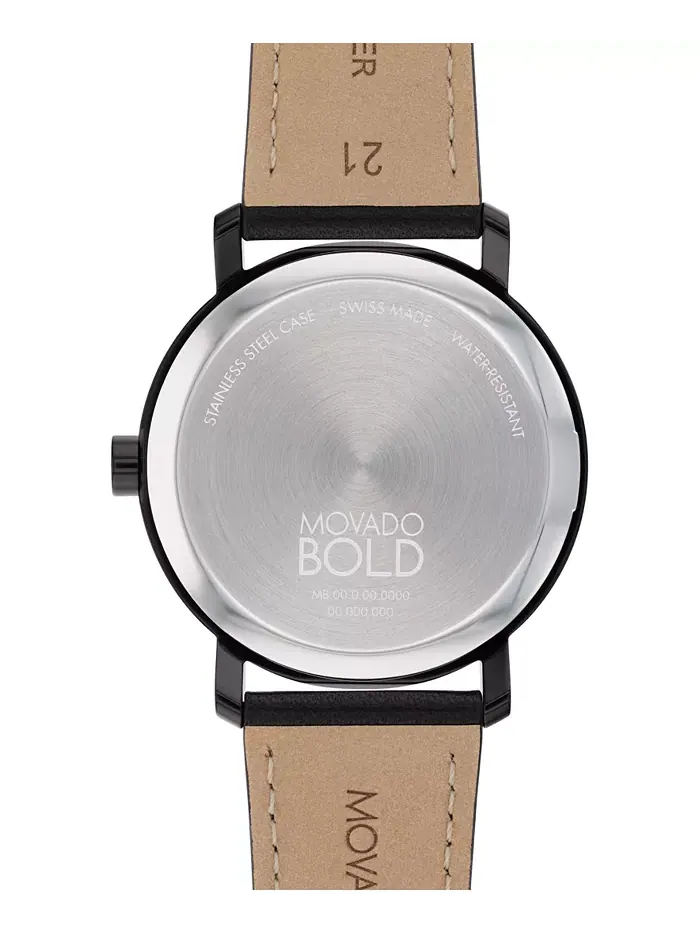 Мужские часы Bold Evolution 2.0 Swiss Quartz с черным кожаным ремешком, 40 мм Movado — изображение 2 из 4