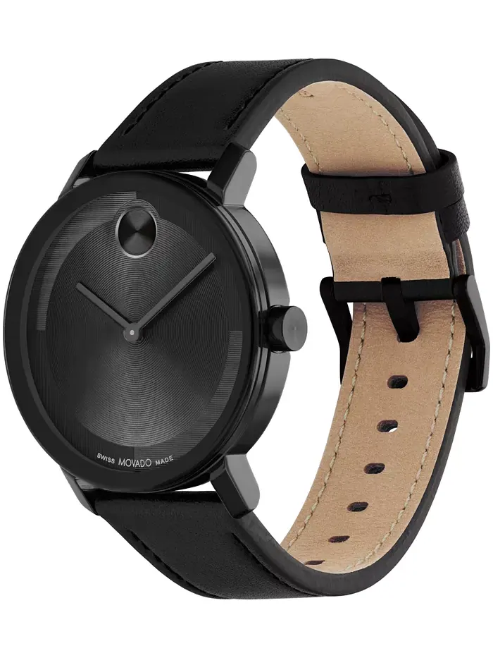 Мужские часы Bold Evolution 2.0 Swiss Quartz с черным кожаным ремешком, 40 мм Movado — изображение 3 из 4