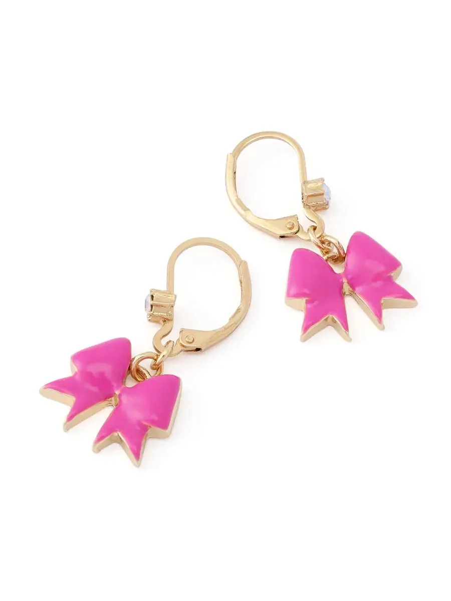Серьги-подвески Fuchsia Cheer Bow Drop Earrings Betsey Johnson — изображение 2 из 3, оттенок золотистый