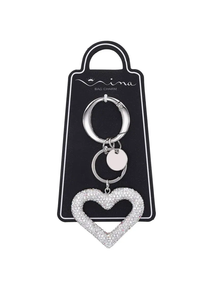 Подвеска на сумку с кристаллами Heart Shape Crystal Nina — изображение 3 из 3, серебряный