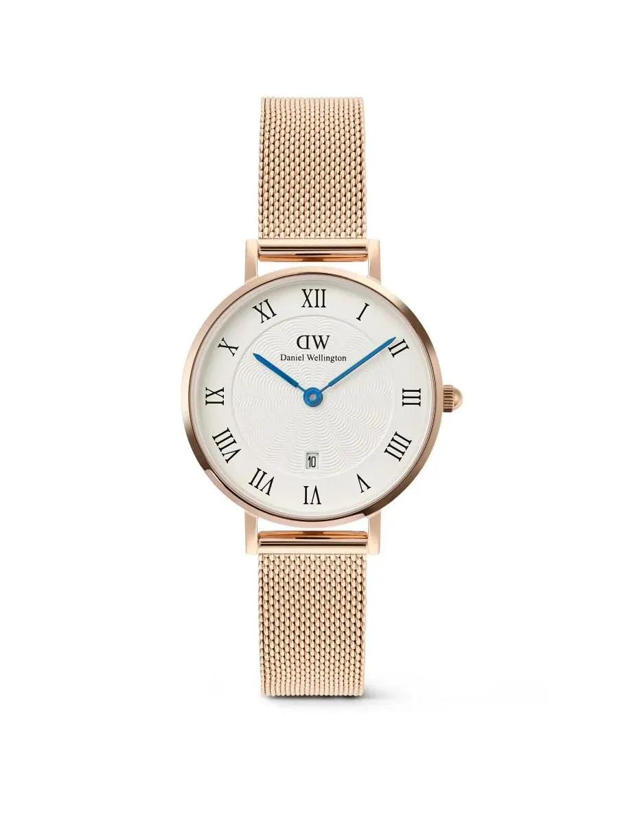 Женские часы с браслетом из стали с розовым золотом, 28 мм, модель Date Daniel Wellington — изображение 1 из 5