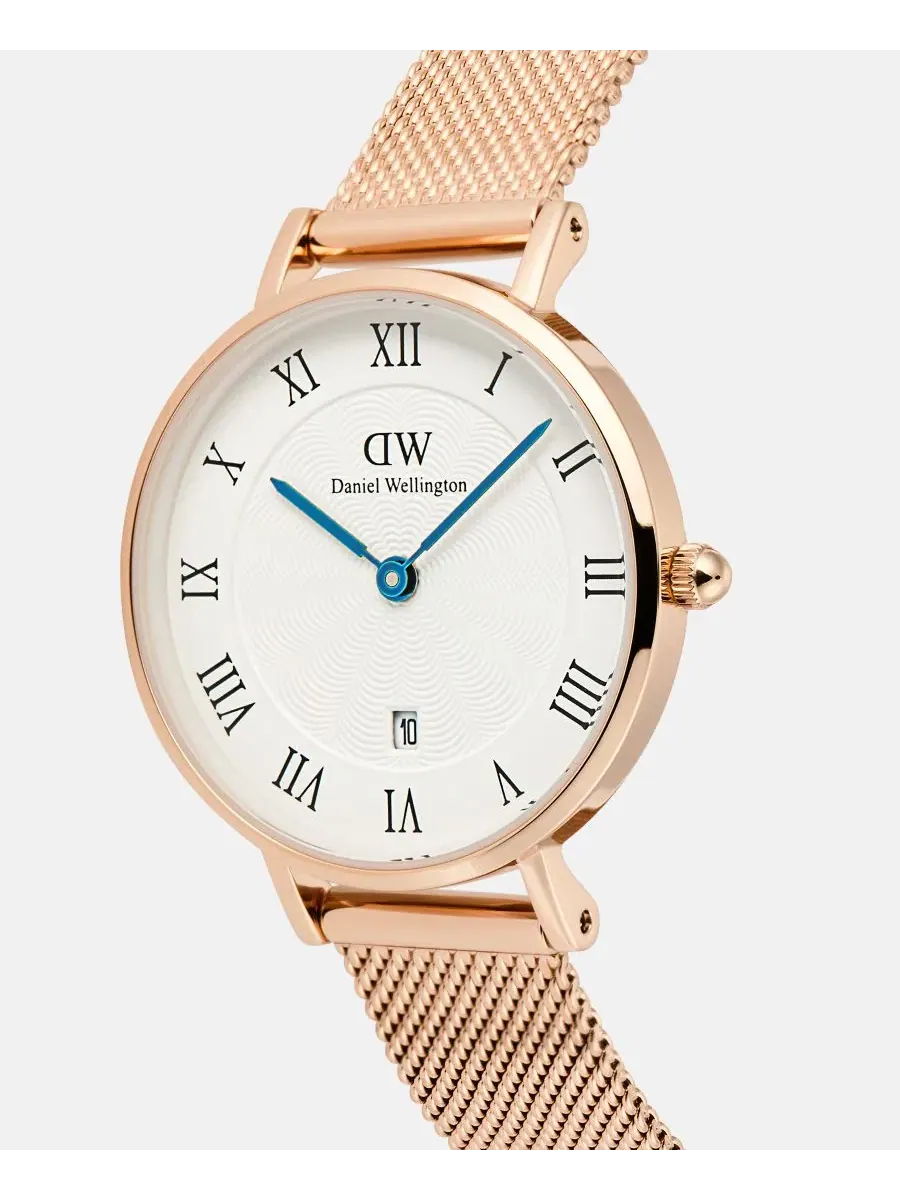 Женские часы с браслетом из стали с розовым золотом, 28 мм, модель Date Daniel Wellington — изображение 3 из 5