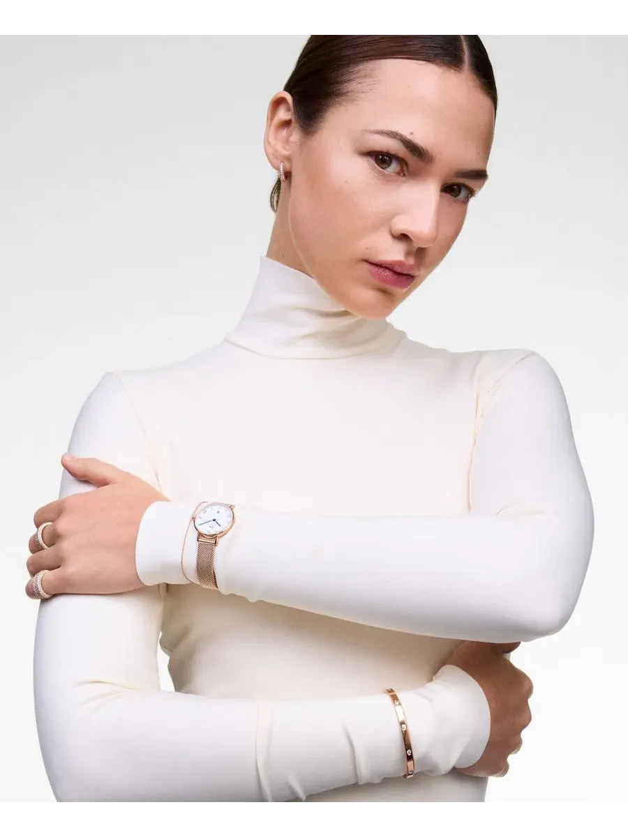 Женские часы с браслетом из стали с розовым золотом, 28 мм, модель Date Daniel Wellington — изображение 5 из 5