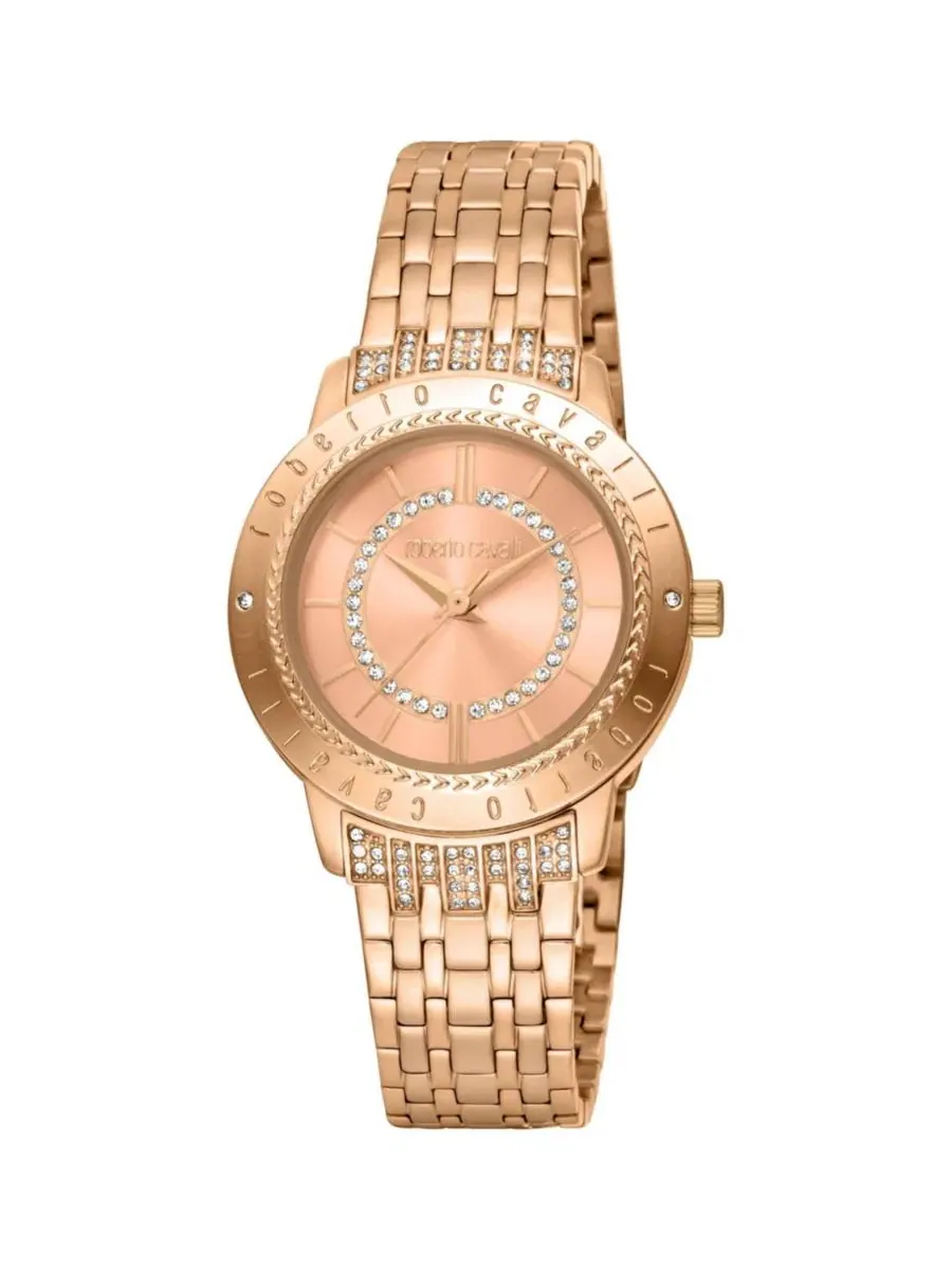 Женские часы Glam Quartz IP Stainless Steel Bracelet Roberto Cavalli — изображение 1 из 1, оттенок розовый