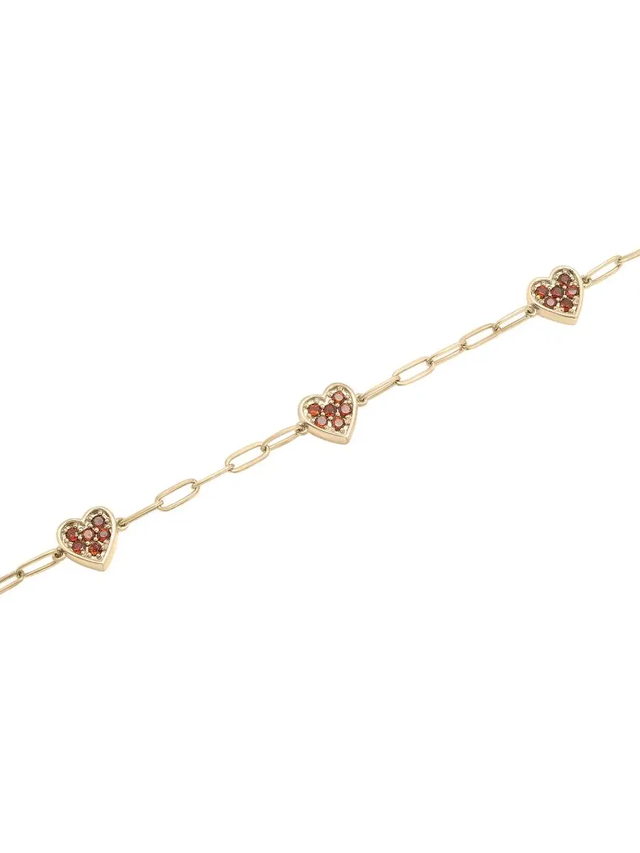 Браслет на щиколотку с кластером гранатовых сердечек (3/4 ct. t.w.) из серебра с родиевым — изображение 1 из 3