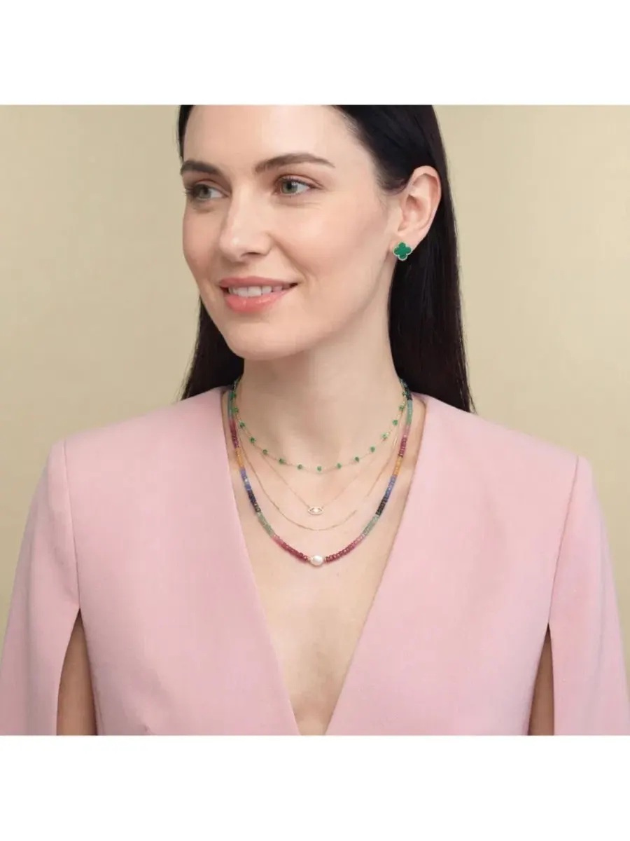 Ожерелье с жемчугом и цветными камнями Rainbow Gemstone Bead Pearl Necklace The Lovery — изображение 3 из 3, оттенок мульти