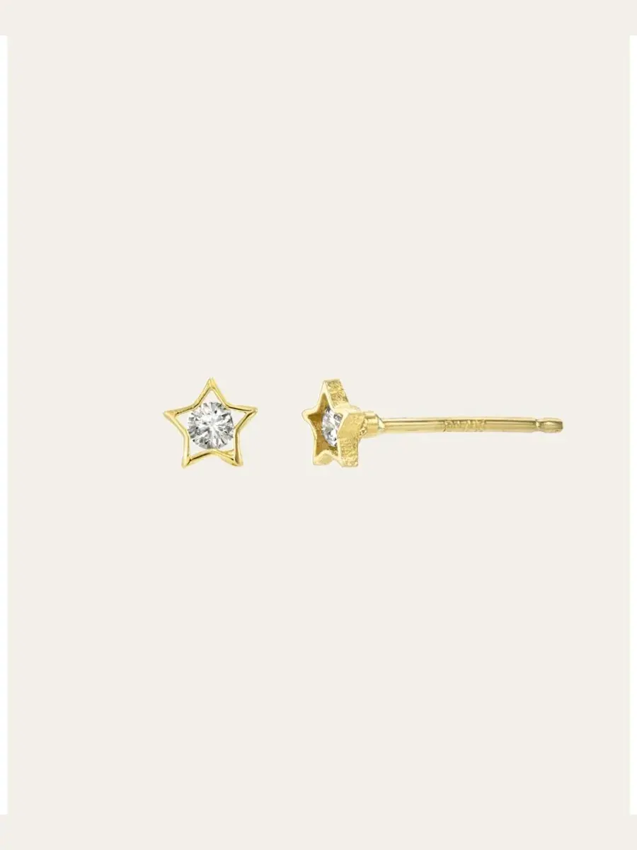 Серьги-пусеты с бриллиантовой звездой Tiny Diamond Star Zoe Lev — золотистый