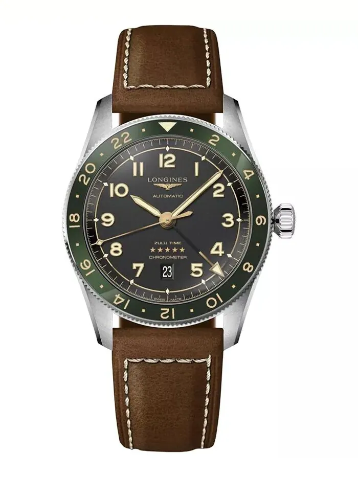 Мужские швейцарские автоматические часы Spirit Zulu Time с коричневым кожаным ремешком, 42 мм — изображение 1 из 4