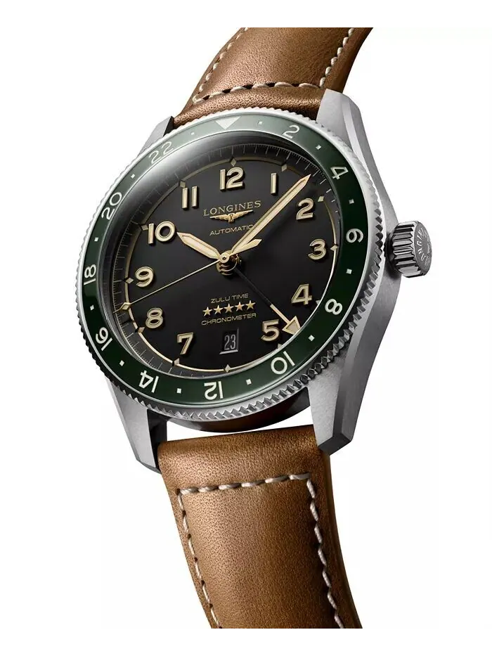 Мужские швейцарские автоматические часы Spirit Zulu Time с коричневым кожаным ремешком, 42 мм — изображение 3 из 4