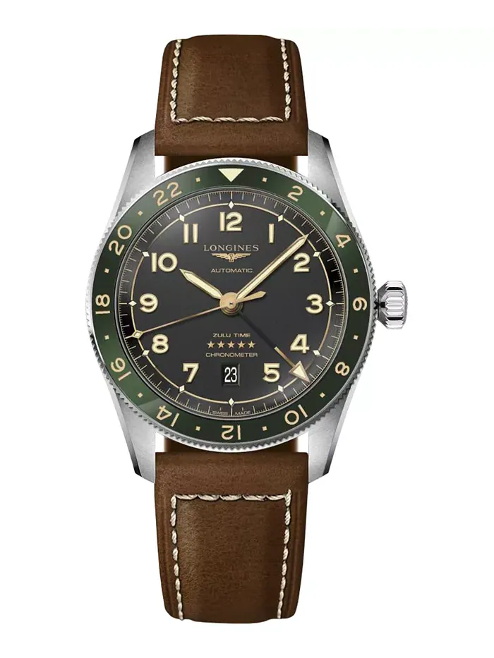 Мужские автоматические часы Swiss Automatic Spirit Zulu Time с коричневым кожаным ремешком, 42 мм — изображение 1 из 4