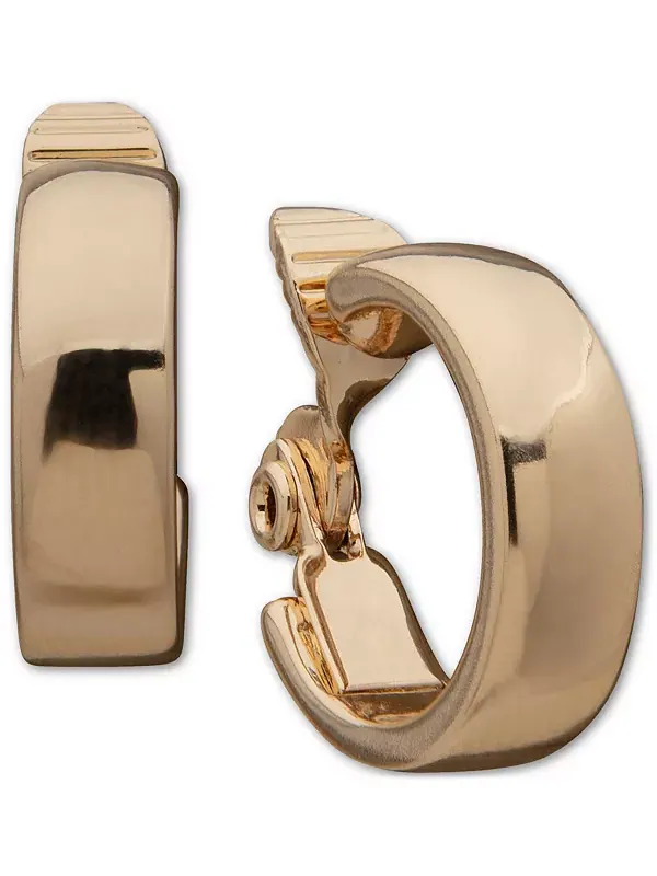 Маленькие широкие серьги-клипсы золотистого оттенка, 0,71 дюйма Anne Klein — изображение 1 из 1, оттенок золото