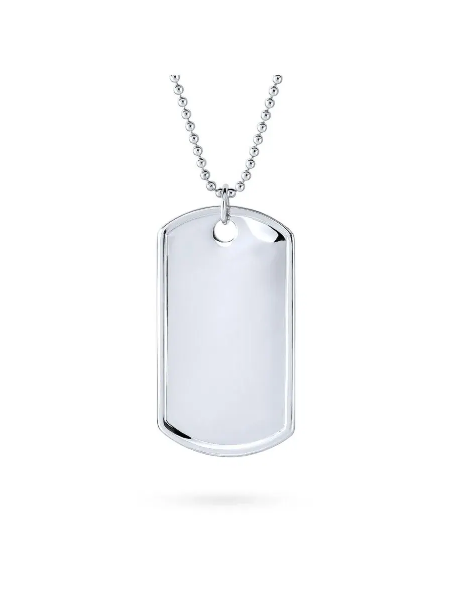 Кулон-жетон для собак X-Large Military Dog Tag Pendant Necklace 20 Inch Ball Chain Bling Jewelry — изображение 1 из 4