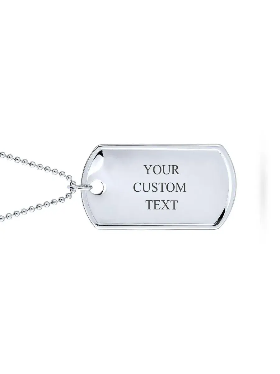 Кулон-жетон для собак X-Large Military Dog Tag Pendant Necklace 20 Inch Ball Chain Bling Jewelry — изображение 2 из 4