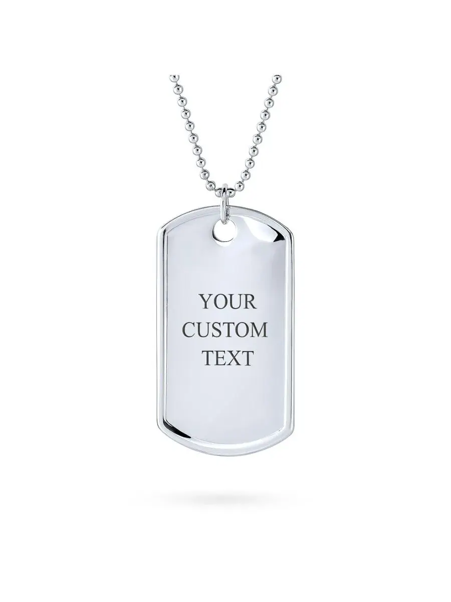 Кулон-жетон для собак X-Large Military Dog Tag Pendant Necklace 20 Inch Ball Chain Bling Jewelry — изображение 4 из 4