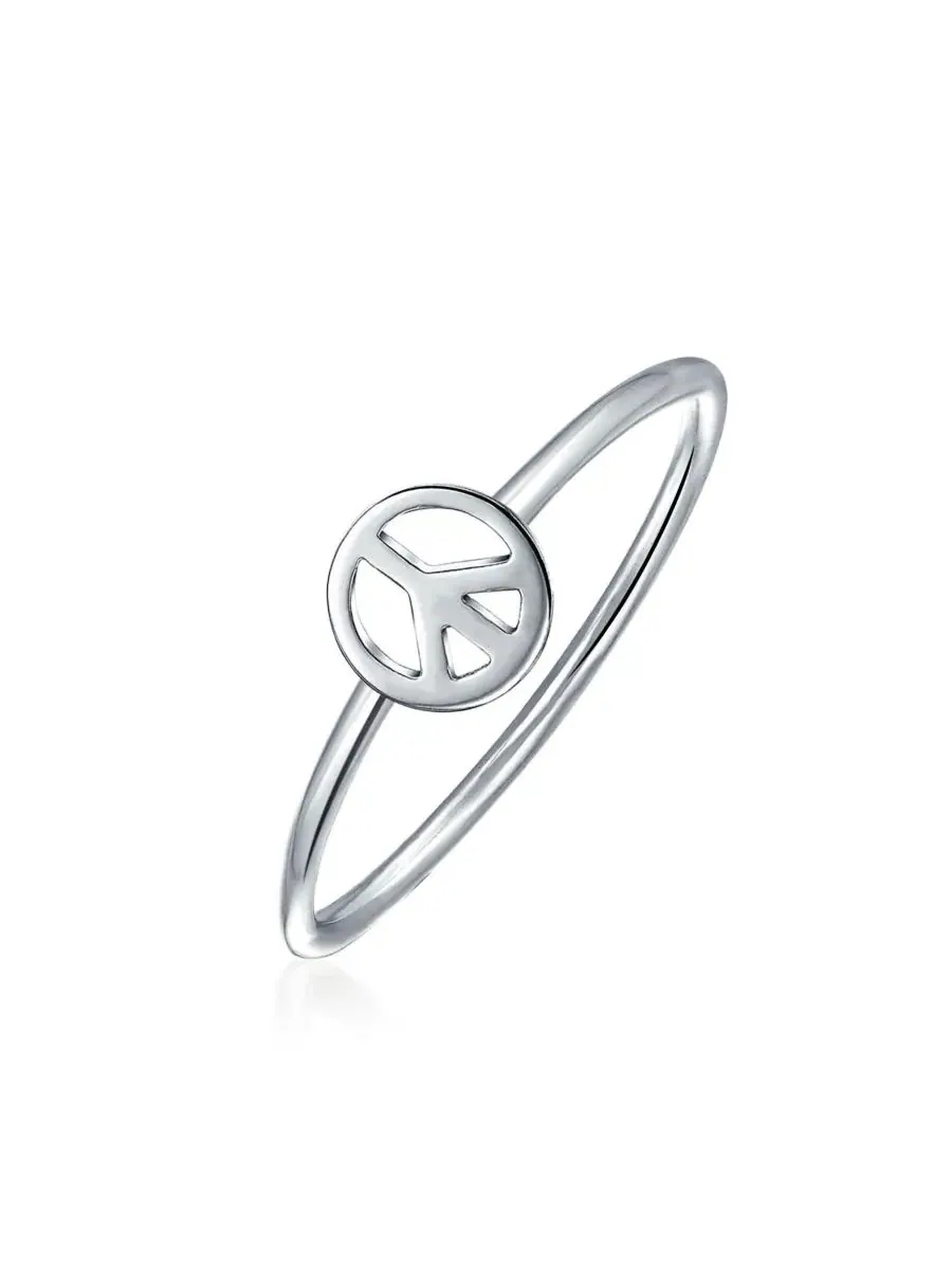 Кольцо-миди из стерлингового серебра с символом мира Bling Jewelry — изображение 1 из 4, оттенок серебряный