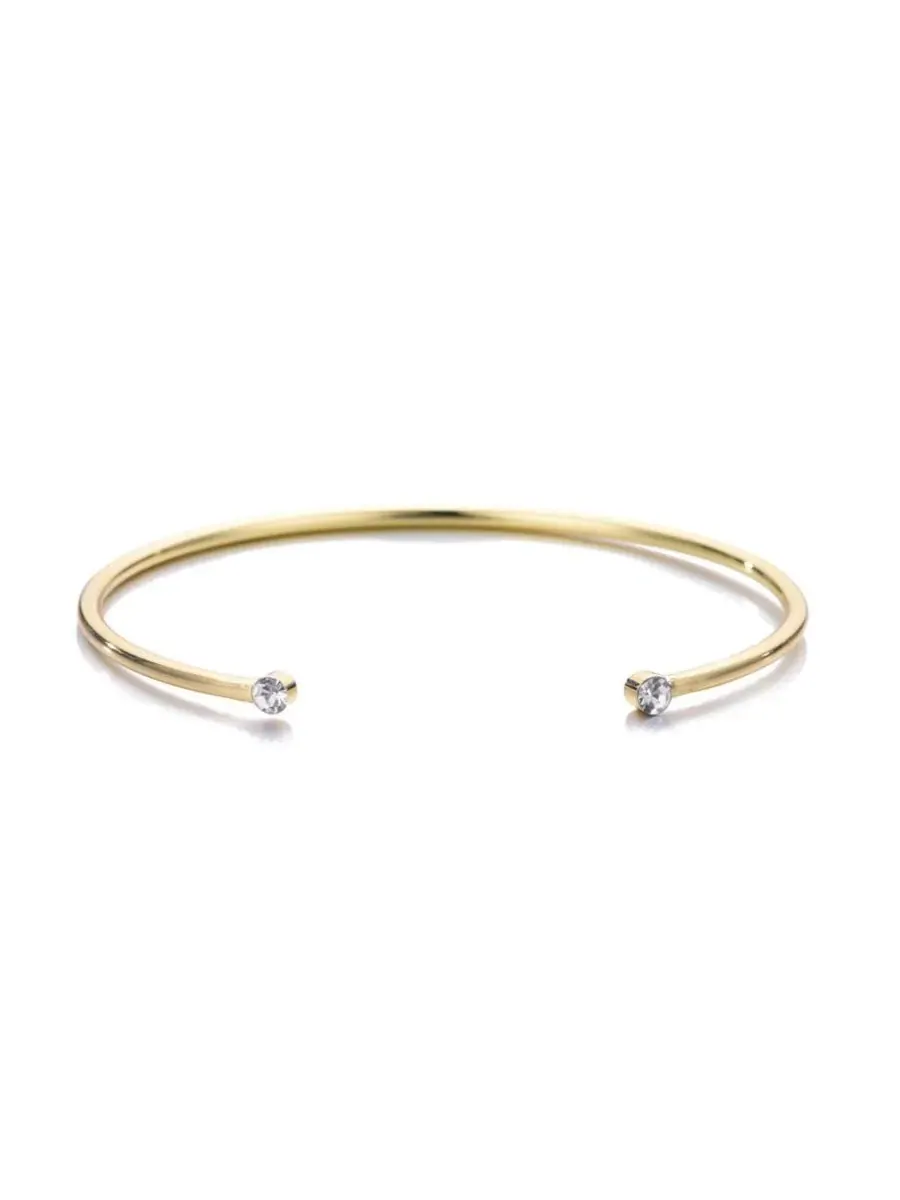 Браслет-манжета с кристаллами, 14K золотое покрытие — изображение 1 из 5