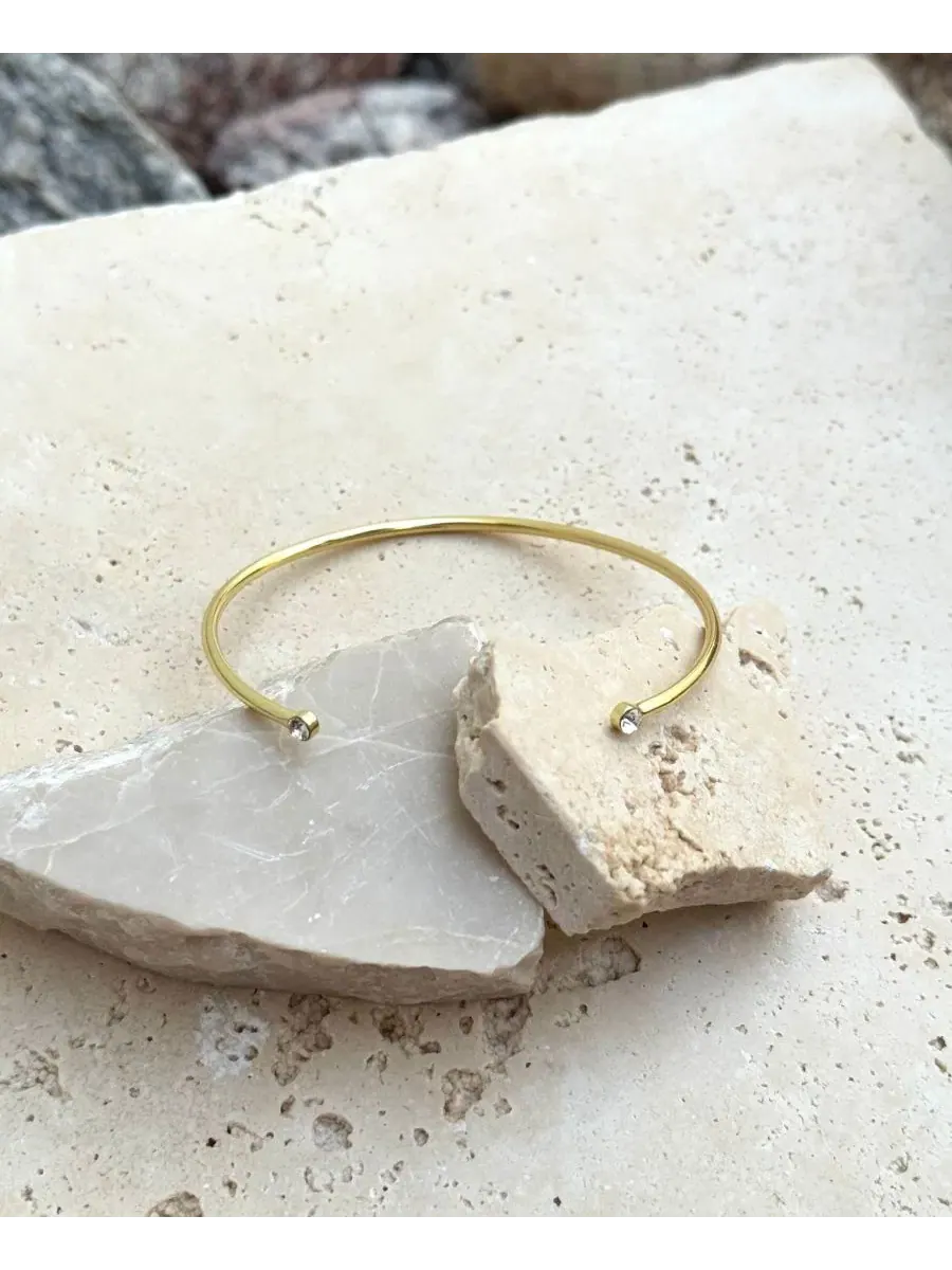 Браслет-манжета с кристаллами, 14K золотое покрытие — изображение 5 из 5