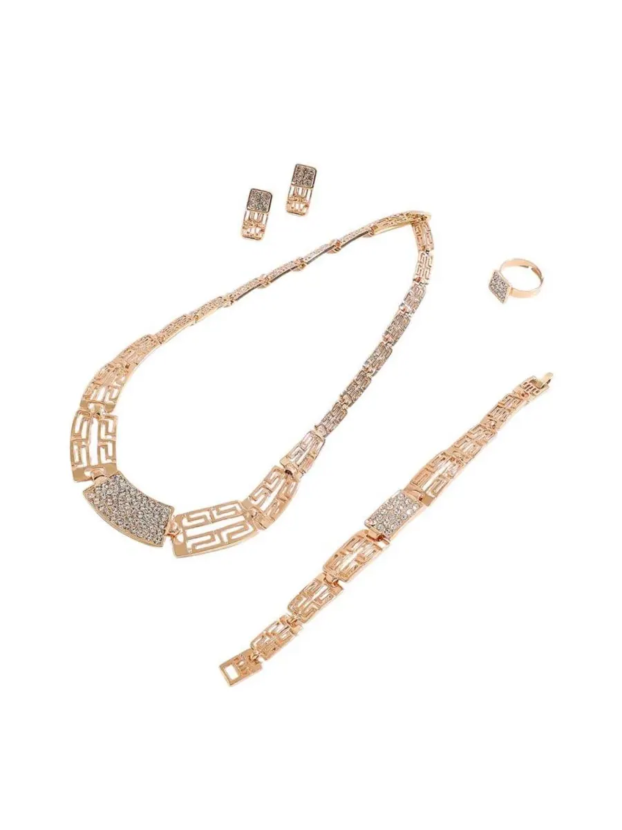 Ювелирный набор с камнями Gold Plated Stones Jewellery Set SOHI — изображение 1 из 9, оттенок золото